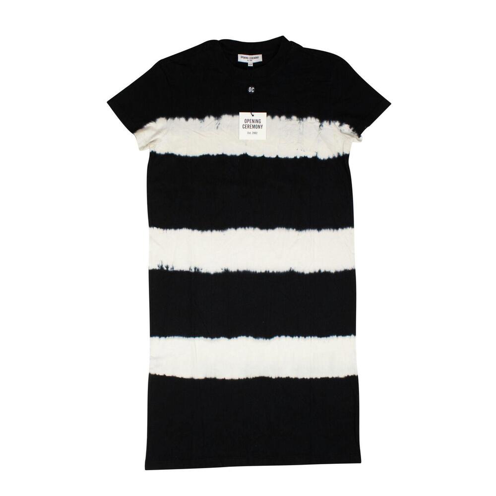 Opening Ceremony Black Ivory Tie Dye Mini Box T-Shirt Dress - L